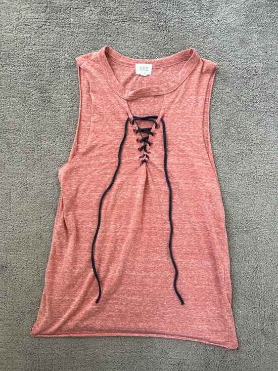 BKE Tops - BKE Buckle Rust Heather Lace-Up Muscle Tank Sleeveless Boho Western Size S